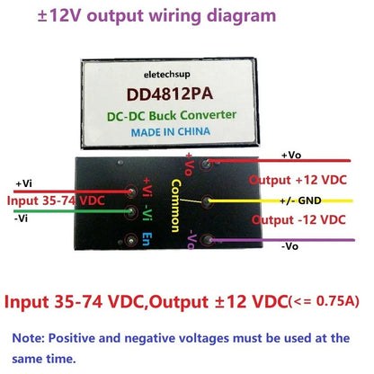 DD4812PA High-Voltage Dual Isolated EBik Power 36V 48V 64V 72V to +-12V 15V 24V DC DC Step-down Converter Lead-acid battery car LED Audio