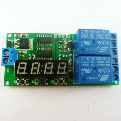 KC22B02 DC 12V 2 Channel Multifunction Delay Timer Module Delay Relay Controller Motor Reverse Cycle Loop Timers Interlock Switch Board