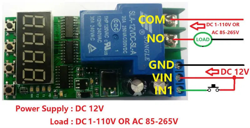 IO23C01 DC 12V 24V  30A Multifunction Timer Delay Relay Module High Power On/Off Adjustable for PLC Motor LED Car