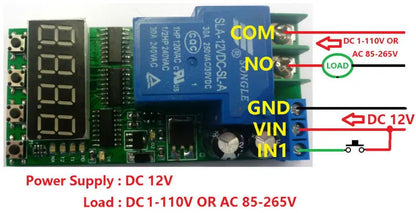 IO23C01 DC 12V 24V  30A Multifunction Timer Delay Relay Module High Power On/Off Adjustable for PLC Motor LED Car