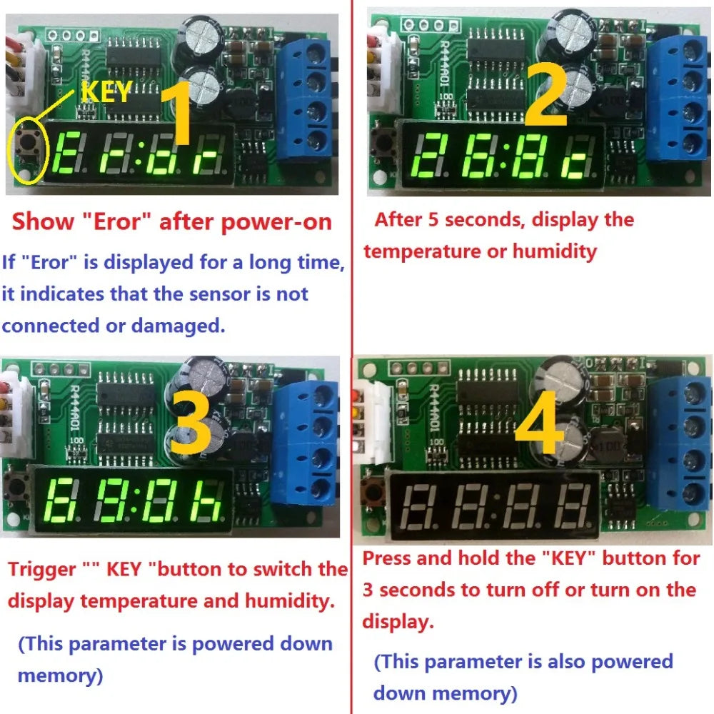 R444A01 DC 5V 12V 24V Digital display Modbus RTU RS485 Temperature humidity sensor Module AM2320 replace DHT11 DHT22 DS18B20 PT100