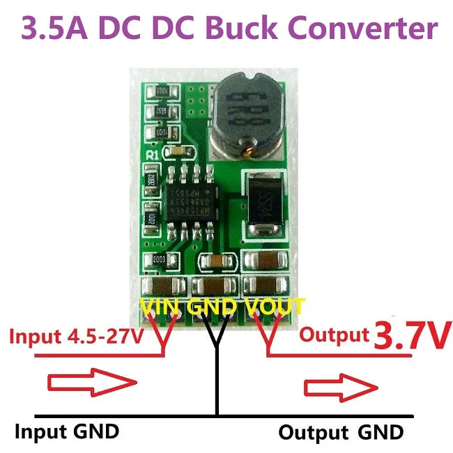 DD2712SA 3.5A DC-DC Converter Module Buck Step-Down Voltage Regulator Board 4.5V-27V to 3V 3.3V 3.7V 5V 6V 7.5 9V 12V