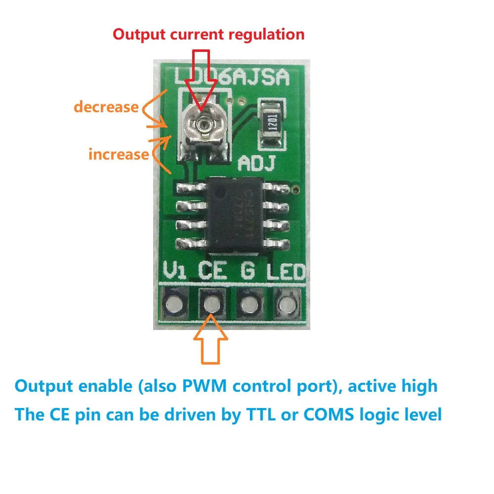LD06AJSA 30-1500MA Adjustable Constant Current LED Driver DC 3.3V 3.7V 4.2V 5V PWM Control Board Buck Power module