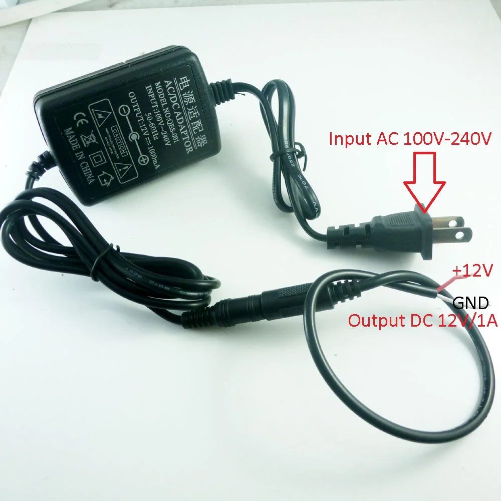 PWR_12VDC_1A 1A AC DC Adaptor Input 110V 220V to 12V 1A 50Hz 60Hz for  Wifi RS485 RS232 Relay 315M 433M rf Wireless Controller LED