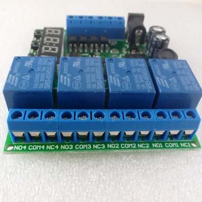 DC 12V 4 Channel Multifunction Cycle Delay Timer Relay Module : Timing Loop Interlock Self-locking Momentary Bistable Monostable