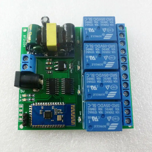 BT21C04 AC 110V 120V DC 5V 4 Channel Bluetooth-compatible Relay Switch for Android app Wireless Remote Controller