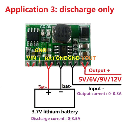 DD04CVSA  10W 3.7V 4.2V Charger & 5V 6V 9V 12V Discharger Board DC DC Converter Boost Step-up Module UPS diy Li-lon LiPo lithium battery