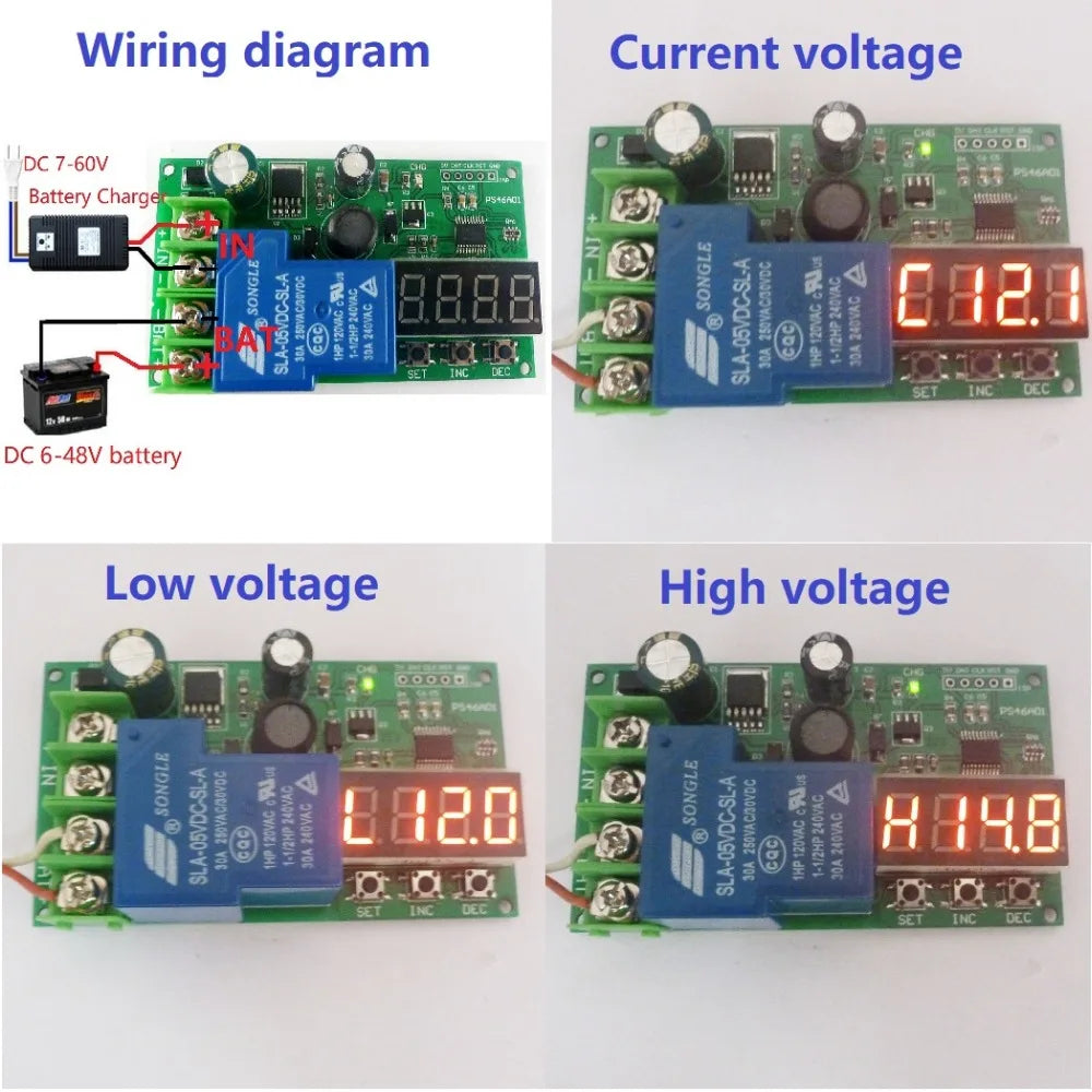 PS46A01 Multifunction Lead-acid Lithium Battery Charging Controller Module Protection Board Voltmeter UPS diy 6-60V