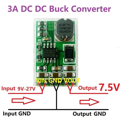 DD2712SA 3.5A DC-DC Converter Module Buck Step-Down Voltage Regulator Board 4.5V-27V to 3V 3.3V 3.7V 5V 6V 7.5 9V 12V