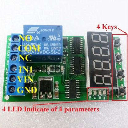 IO22C01 DC 12V High-Trigger Multifunction Self-lock Relay PLC Cycle Timer Module Delay Time Switch