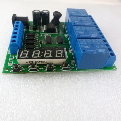 DC 12V 4 Channel Multifunction Cycle Delay Timer Relay Module : Timing Loop Interlock Self-locking Momentary Bistable Monostable