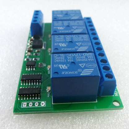 CE040 4 Channel DC 12V RS485 Relay Module Modbus RTU & AT Command Remote Control Switch for PLC PTZ Camera Security Monitoring