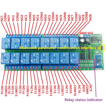BT22A16 DC 12V 16 Ch Android Phone Bluetooth-compatible Control Relay Module 2.4G Wireless Controller for Smart Home LED Lighting system