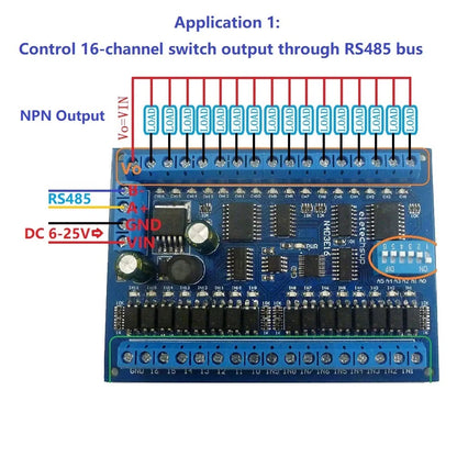 N4D3E16 DC 12V 24V 16 Input 16 Output RS485 Remote Control Switch PLC IO expansion Board 03 06 16 Modbus RTU Module