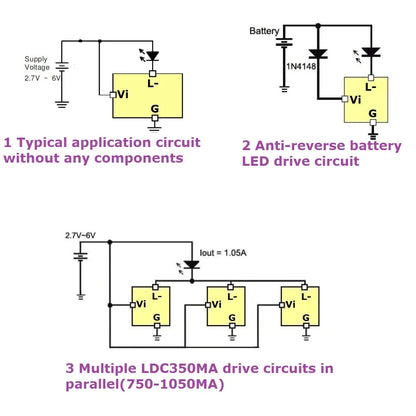 LDC350MA Ultra-small DC 3V 3.3V 3.7V 5V 260/350mA Constant Sink Current Multifunction LED Driver Board Parallel & series applications