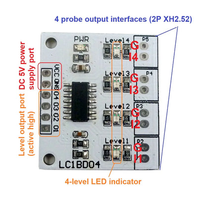 LC1BD04 DC 5V 4 Digital Water Level Indicator Board Liquid Sensor Controller Module for Arduiuo  NANO Fish tank Water tower