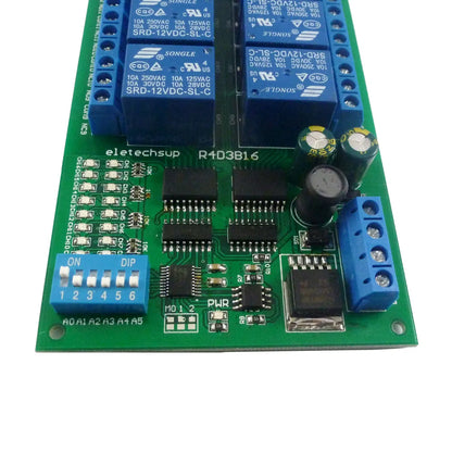 R4D3B16 16-Channel 12V 10A DIN Rail Box PLC Expansion Board RS485 Modbus RTU Relay Module