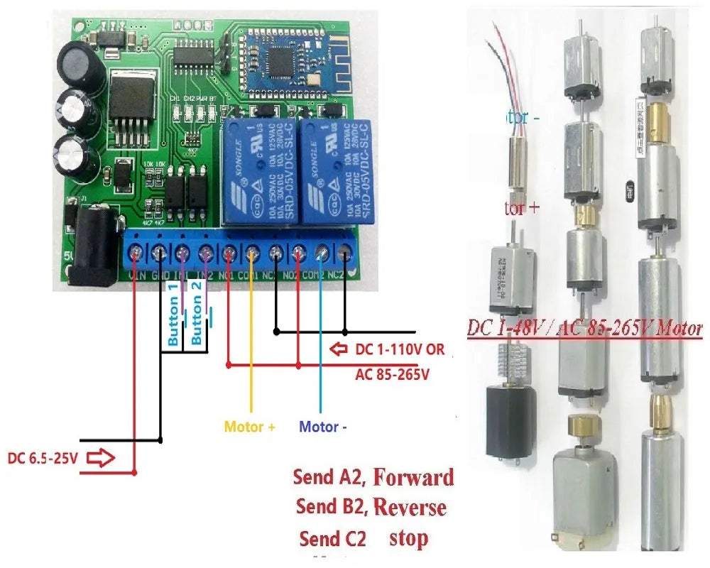 BT23A02 2CH Bluetooth-compatible Relay DC 5V 12V 24V 2.4G RF Wireless Remote control Switch for Apple IOS Android phone