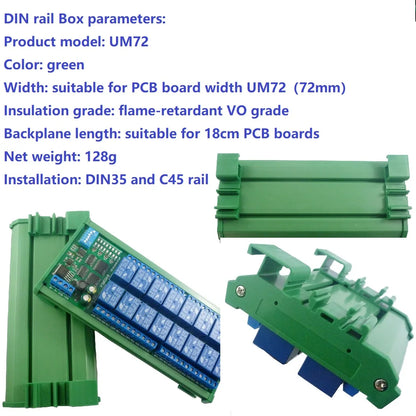 R4D3B16 16-Channel 12V 10A DIN Rail Box PLC Expansion Board RS485 Modbus RTU Relay Module