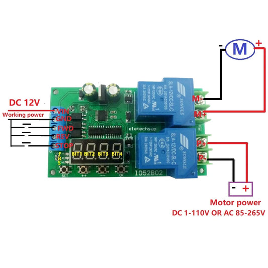 IO52B02 30A 12V Multifunction DC/AC Motor Forward & Reverse Controller 0.1-999.9S Delay Relay Module