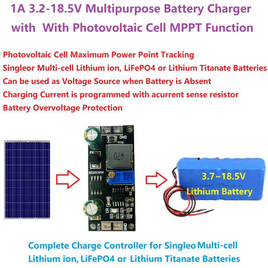 SD30CRMA MPPT 1A 3.2V 3.7V 3.8V 7.4V 11.1V 14.8V Lithium Battery Charger Module for 9V 12V 18V Solar panels