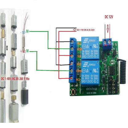 RC43A04 RF32B02 DC 12V 2CH RKE Secure Remote Keyless Entry System Remote Controller Rolling Code Keyfob Kit for Motor Forward and reverse
