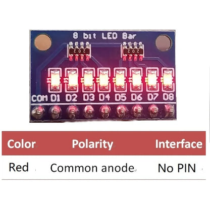 DM41A08 DM41B08 3.3V 5V 8 Bit Blue/Red Common anode/cathode LED indicator Module diy kit for Arduiuo  4 nodemcu