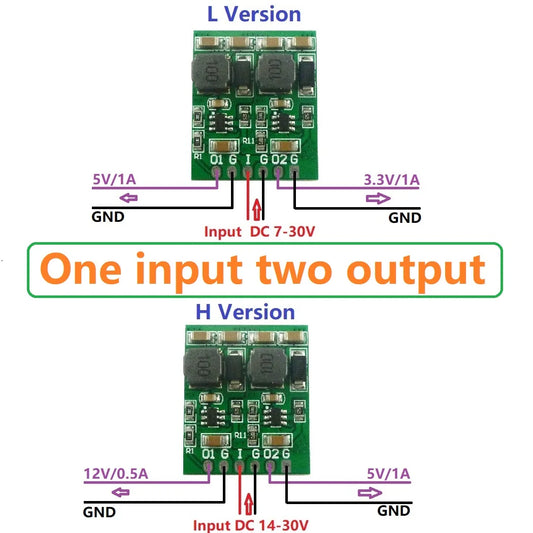 ND4012DA 10W 2 Channels Multiple Switching Power Supply Module 3.3V 5V 12V Dual Output DC DC Step-Down Buck Converter Board