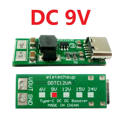 DDTC12UA 9W mini Type-C Female USB DC 5V to  6V 9V 12V 15V 24V DC DC Boost Converter PWM PFM Module for LED MCU diy electronic kit