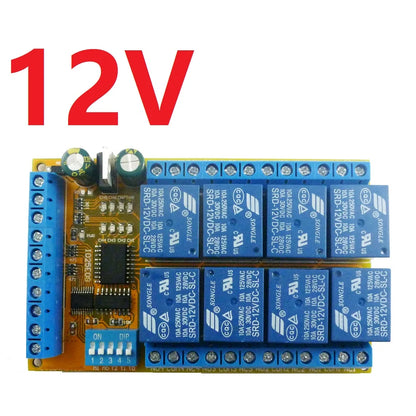IO25E08 8ch DC 5V 12V 24V DIP Switch Delay Relay Module Flip-Flop Latch Bistable Self-locking Interlock Latch Power Conditioner