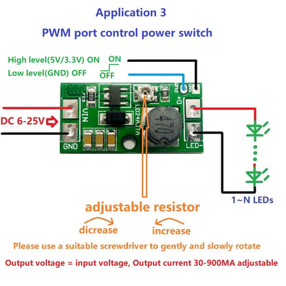 LD24AJTA DC 9V 12V 18V 24V 20W Adjustable LED Driver PWM Controller DC-DC Step-down Constant Current Converter