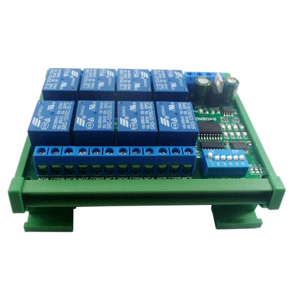 R4D8A08 DC 12V 8 Ch RS485 Relay Board Modbus RTU UART Remote Control Switch DIN35 Rail Box for PLC Automation control