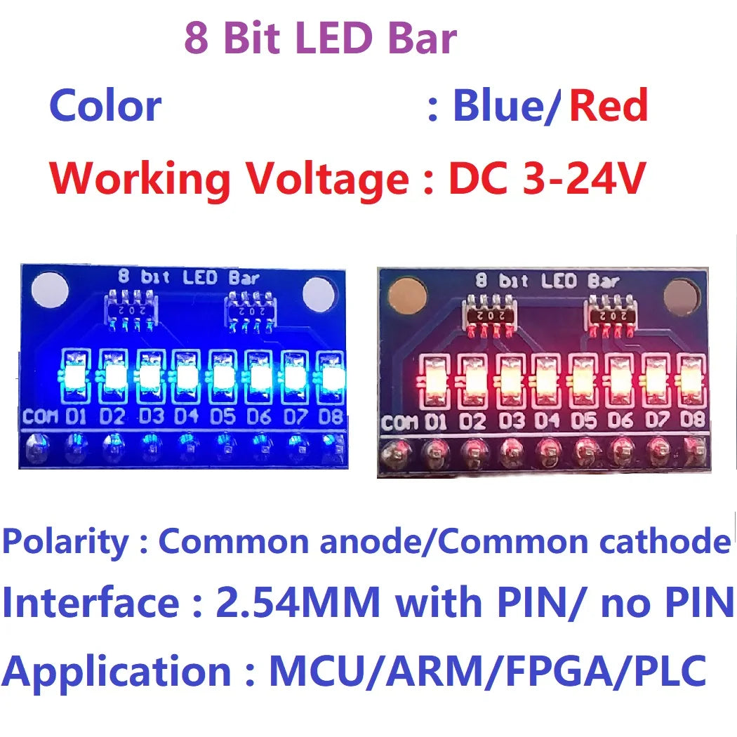 DM41A08 DM41B08 3.3V 5V 8 Bit Blue/Red Common anode/cathode LED indicator Module diy kit for Arduiuo  4 nodemcu