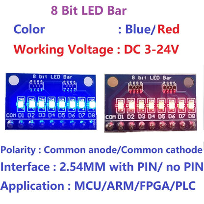 DM41A08 DM41B08 3.3V 5V 8 Bit Blue/Red Common anode/cathode LED indicator Module diy kit for Arduiuo  4 nodemcu