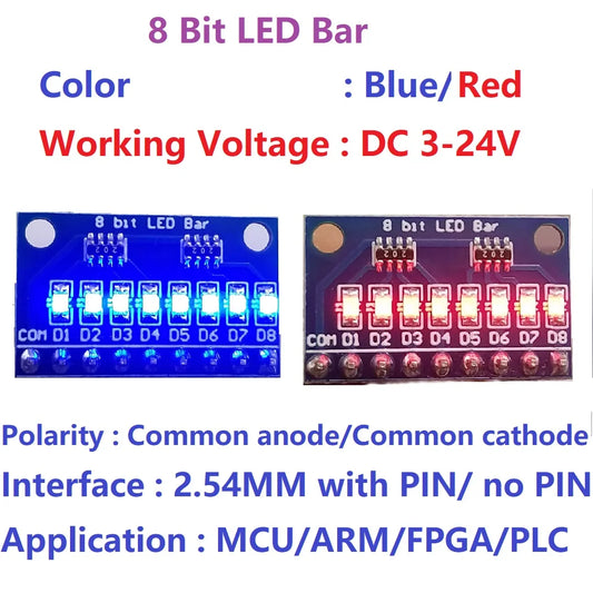 DM41A08 DM41B08 3.3V 5V 8 Bit Blue/Red Common anode/cathode LED indicator Module diy kit for Arduiuo  4 nodemcu