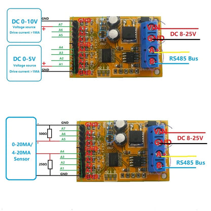 R4AVA07 7ch 5V 10V Analog Voltage acquisition Sampler RS485 ModBus RTU Module for PLC Oscilloscope ADC 4-20ma Sensor
