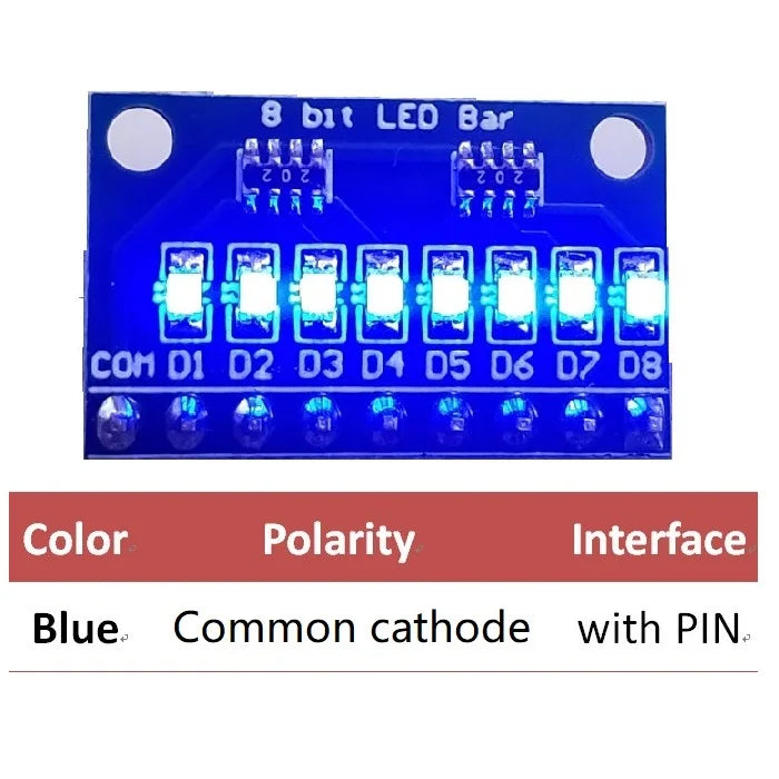 DM41A08 DM41B08 3.3V 5V 8 Bit Blue/Red Common anode/cathode LED indicator Module diy kit for Arduiuo  4 nodemcu
