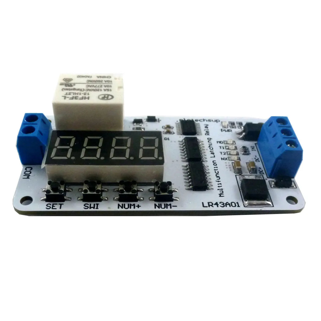 LR43A01 DC 12V Multi-function Magnetic Latching(keep) Impulse Relay Delay Time Switch Module for UPS Battery Motor LED IP Camera