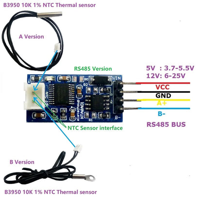 NTA8A01 -20-125 Celsius RS485 TTL RS232 Temperature Sensor Converter Module for 10K 3950 NTC Thermistor Resistor replace DS18B20 PT100