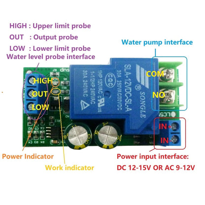 LC55B01 30A  High Power AC/DC 12V Fish tank Aquarium automatic water supply controller Water Level Sensor Solenoid valve water pump mot