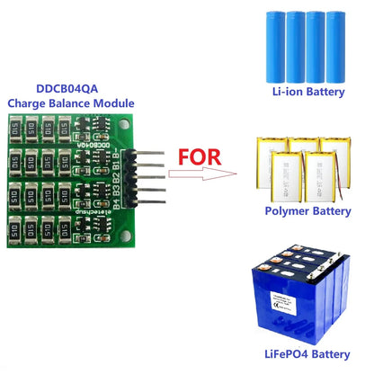 DDCB04QA 1-4 cell 3.7V Li-ion Polymer 3.2V LiFePO4 lithium Battery packs Charge Balance BMS Charger protection board for 18650 14500