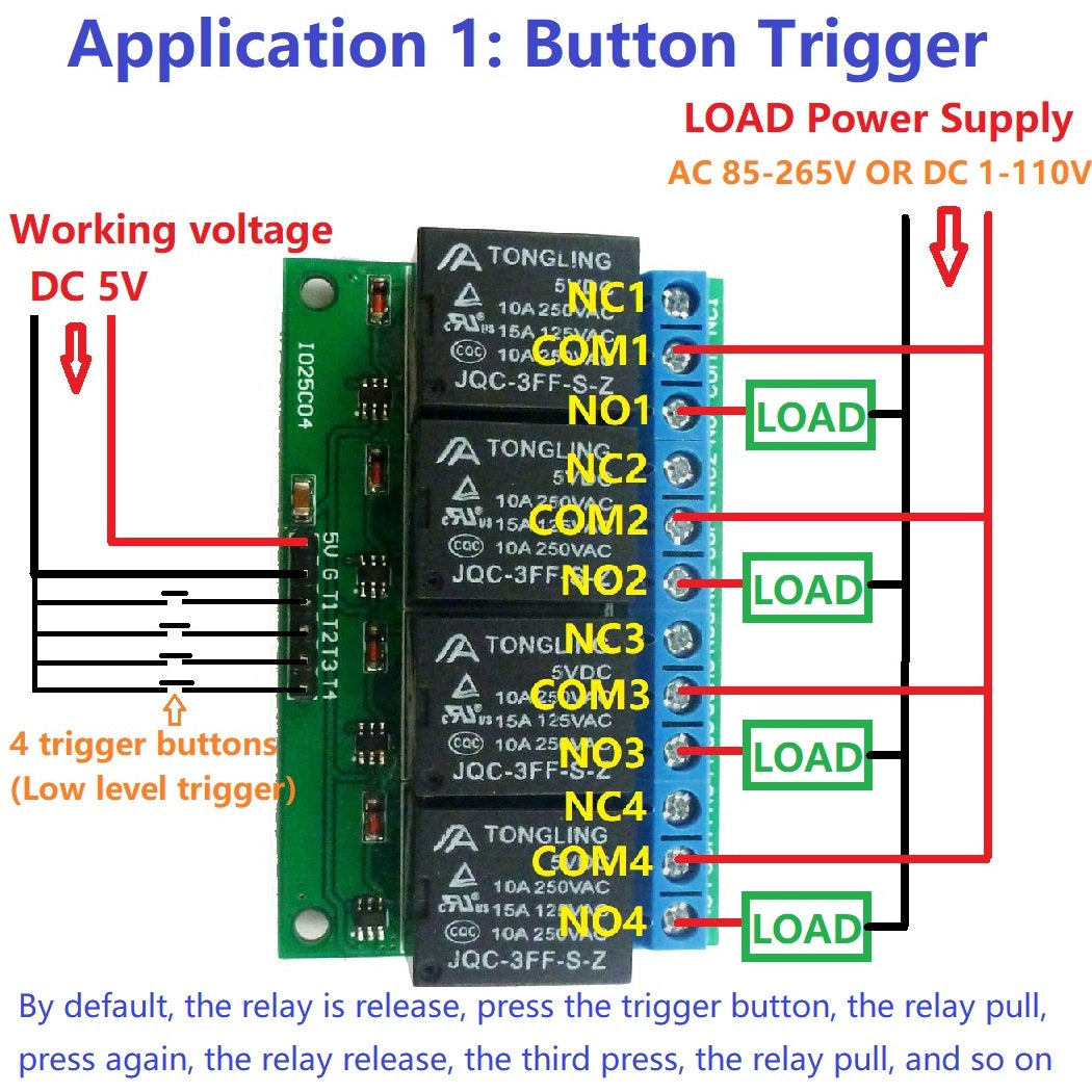 IO25D04 IO25C04 4ch 5V Flip-Flop Latch Relay Module Bistable Self-locking Electronic Switch