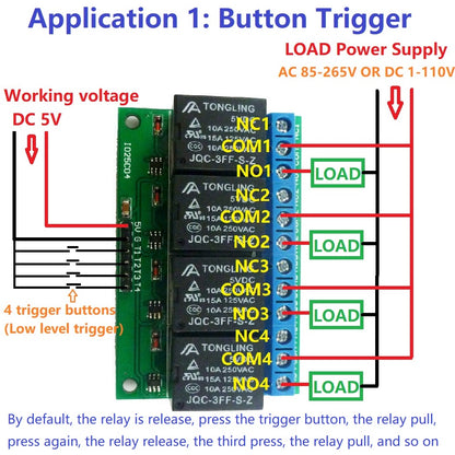 IO25D04 IO25C04 4ch 5V Flip-Flop Latch Relay Module Bistable Self-locking Electronic Switch