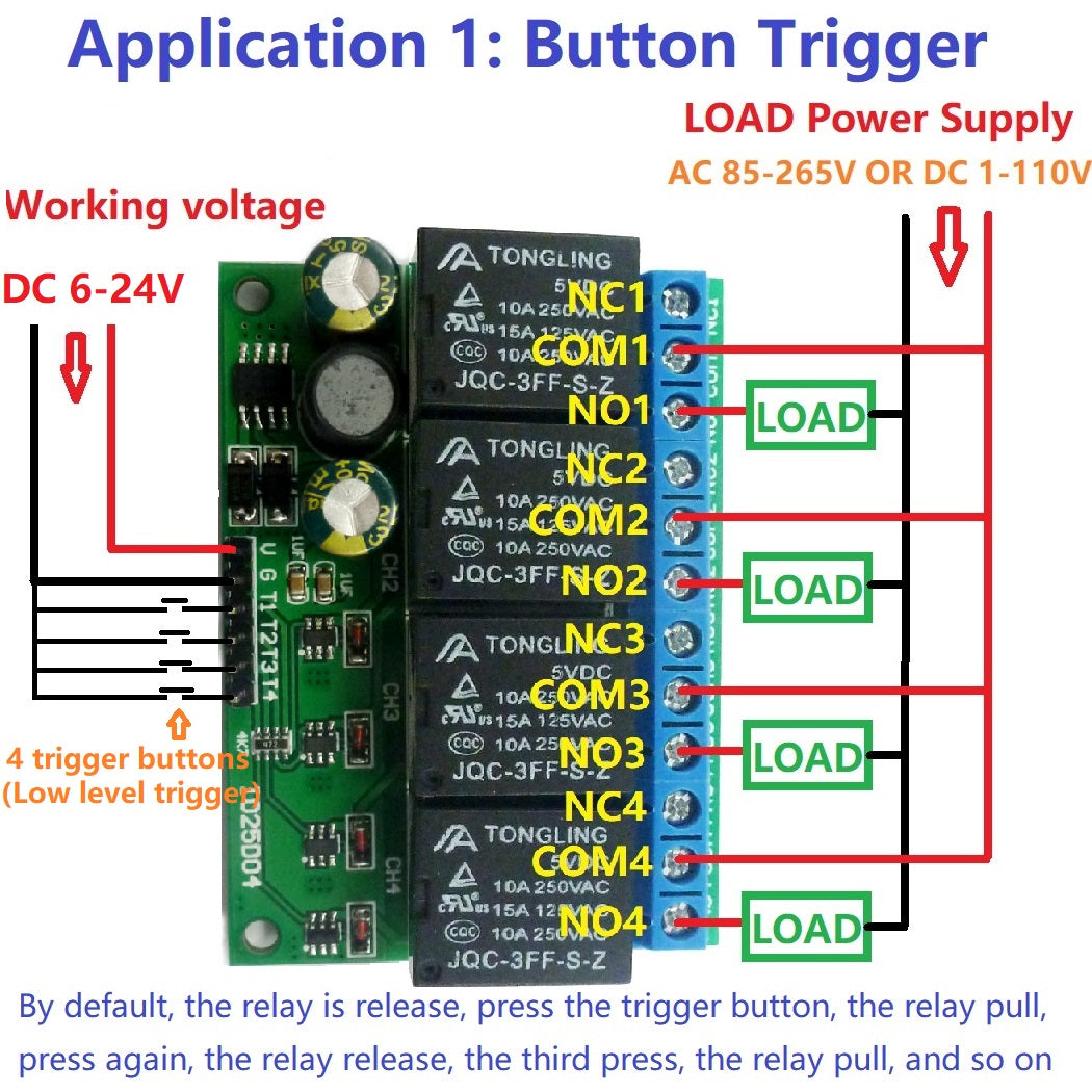 IO25D04 IO25C04 4ch 5V Flip-Flop Latch Relay Module Bistable Self-locking Electronic Switch