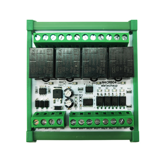 N4CRB04 4DI-4DO RS485 Pulse Counter Relay Remote IO Modbus Watchdog inching self-locking interlocking Delay PLC HMI IO Expansion