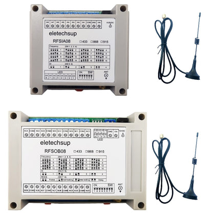 RFSIA08 RFSOB08 with Feedback Switch 433M 868M 915M Lora Transceiver Quantity IO Wireless Remote Transmission Industrial Motor Remote Controller