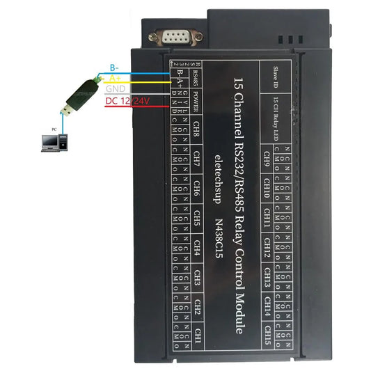 N438C15 Integrated Circuit: 2 in 1 15ch RS485 RS232 Modbus RTU Relay Board with TVS ESD Protection