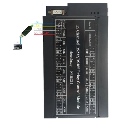 N438C15 Integrated Circuit: 2 in 1 15ch RS485 RS232 Modbus RTU Relay Board with TVS ESD Protection