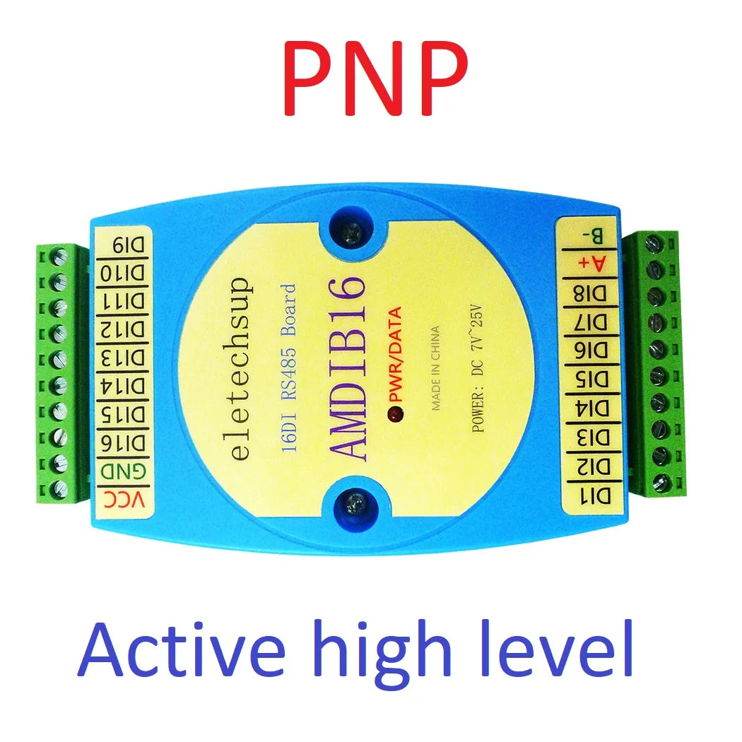AMDIB16 16DI NPN PNP Digital Input Module with RS485 Isolated Communication for PLC Expansion Board