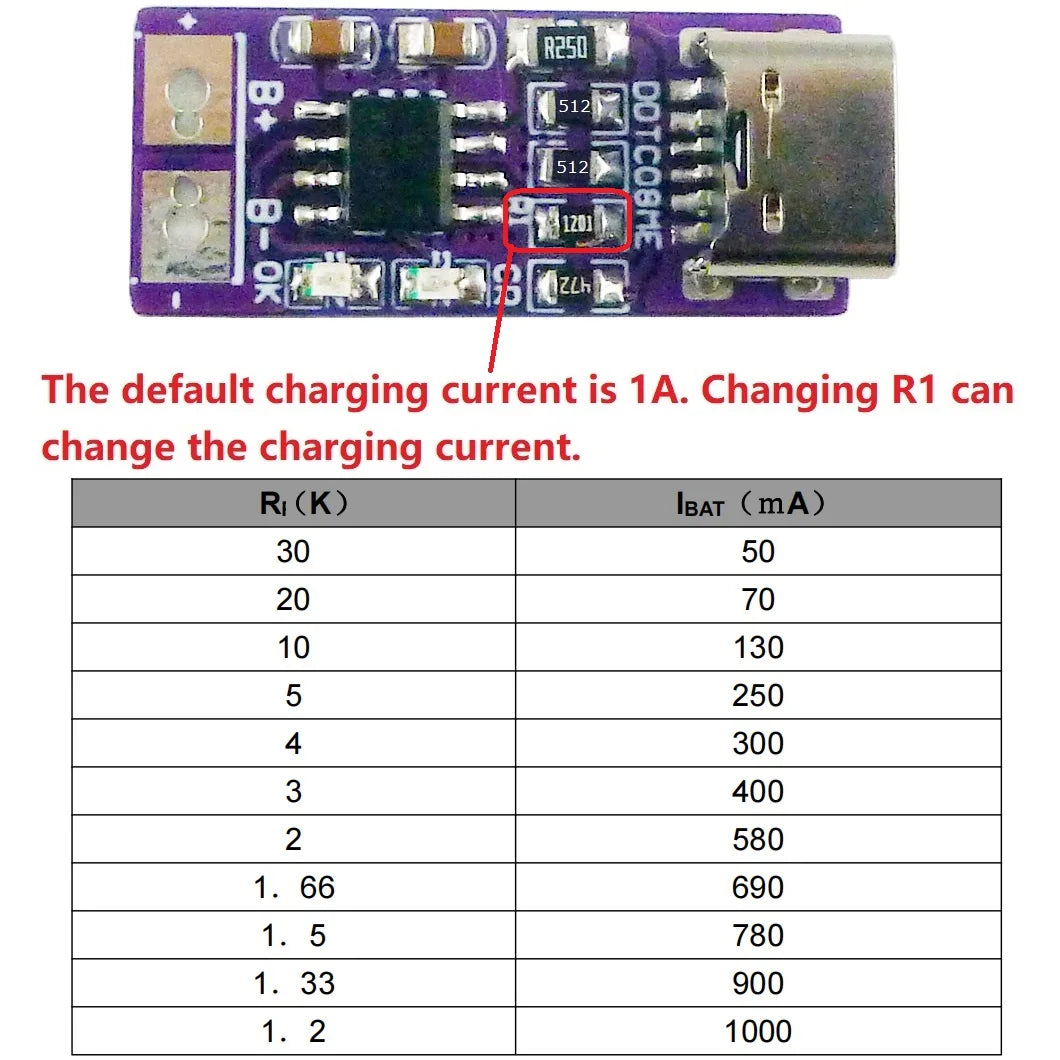 DDTC08ME Ultra-Small Type-C Li-ion Li-Po Lithium Battery Charging Module PD QC FCP USB 18650 TP4056 1A Charger